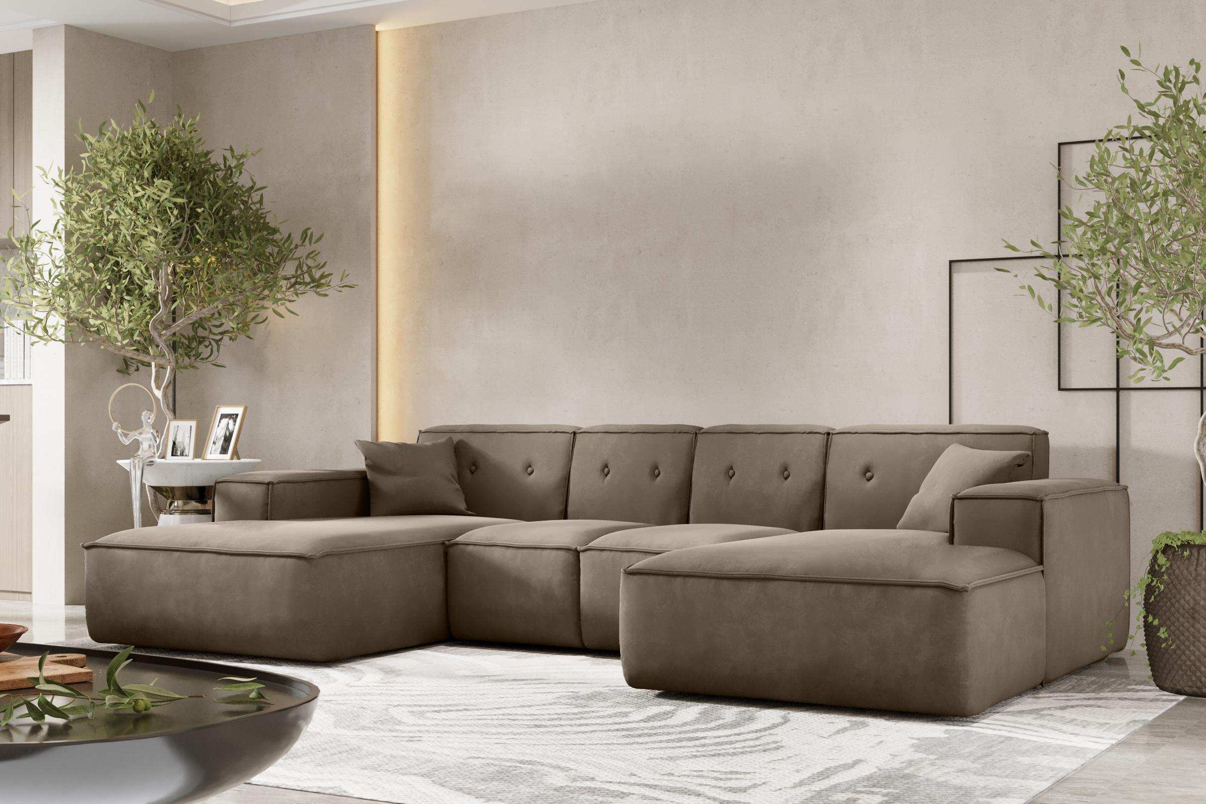 Ecksofa LUGA U M beige